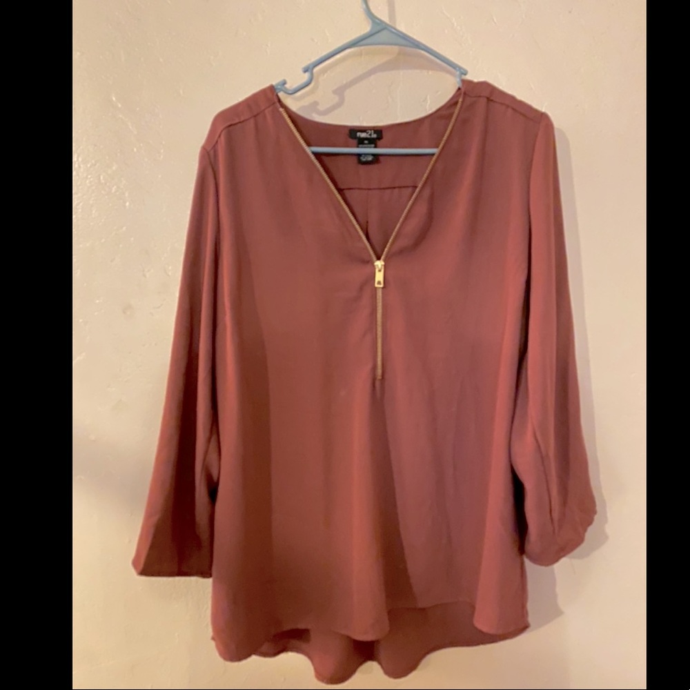 V-Neck Zips Plain Roll-Up Sleeve Long Sleeve